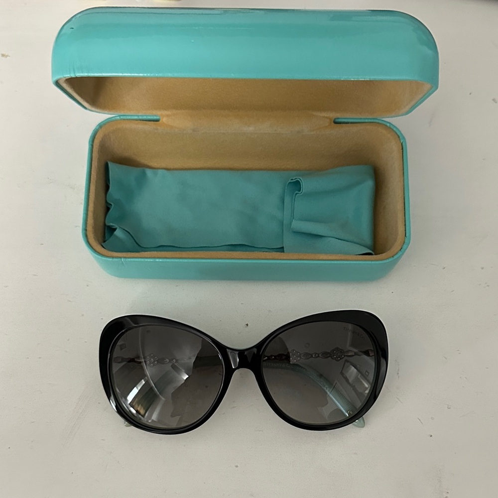Tiffany & Co. Black Sunglasses with Teal Case